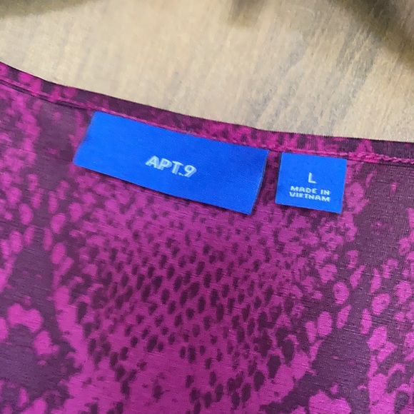 Apt 9 rouched sheer sleeve pink snake print top with stretch size L - Picture 11 of 17